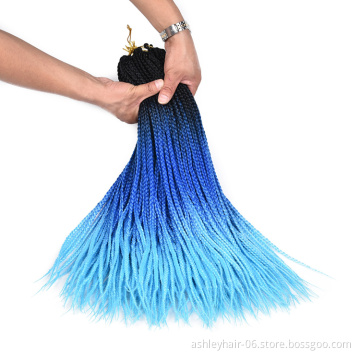 24 Cute Long Hair Blue Crotched Colorful Popular Crochet Grey Jumbo Box Braids Braid Pack Pre Twisted Hair Synthetic Box Braids